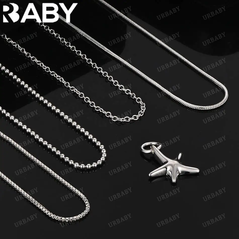

URBABY 40-75cm 925 Sterling Silver Star Pendant Necklace For Women Men Creativity Gifts Street All-match Party And Daily Wear
