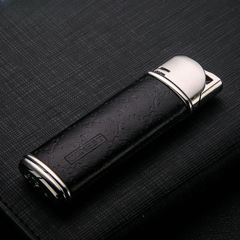 HONEST Direct Gas Lighter Creative Leather Torch Cigarette Lighter Outdoor Portable Windproof Butane Gas Smoking Accessories