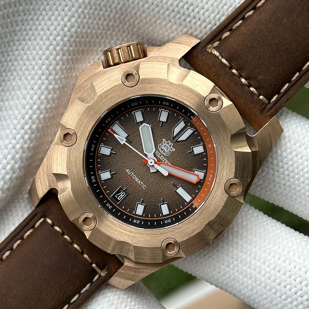 STEELDIVE Men Automatic Watch Bronze 45MM Mechanical Wristwatch Diver 100ATM Waterprooof BGW-9 Luminous Sapphire NH35