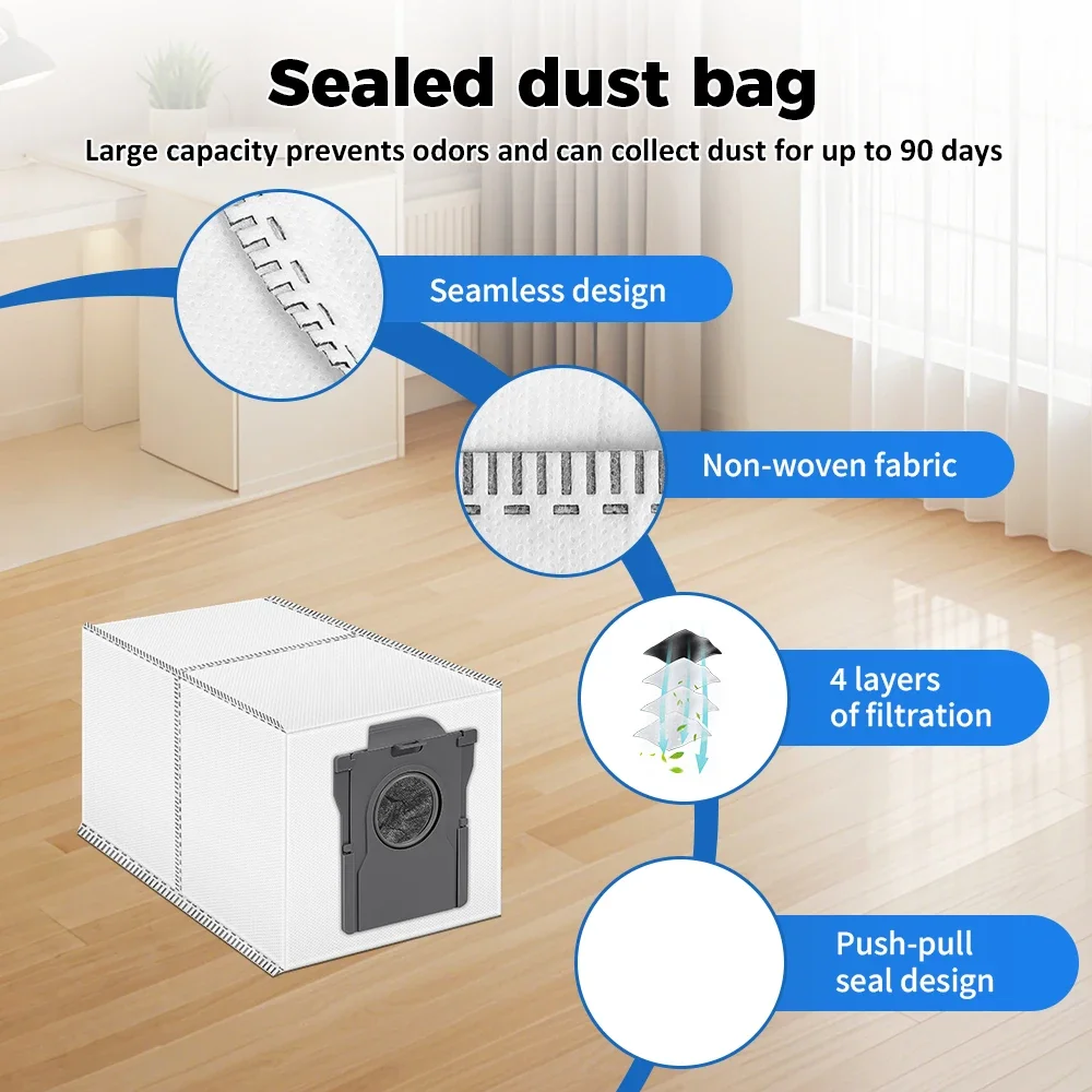 Bolsas de polvo para Dreame L40 Ultra L10s Pro Ultra Heat X50 Ultra X40 Ultra X30 Ultra X30 Pro X40 Pro Robot bolsas desechables al vacío