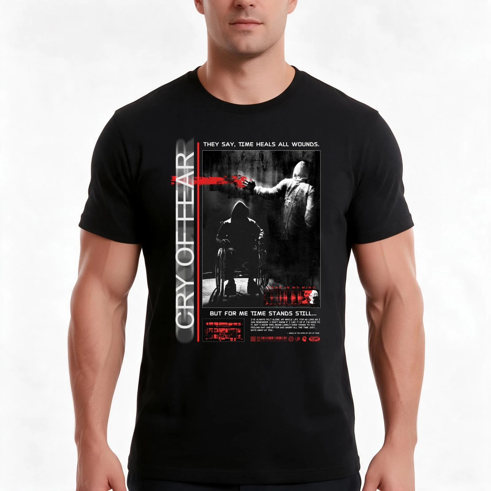 Simon Henriksson Cry of Fear T-Shirt, Summer Casual Cotton Tee, Oversized Streetwear Tops, Vintage Graphic Print, 100% Cotton
