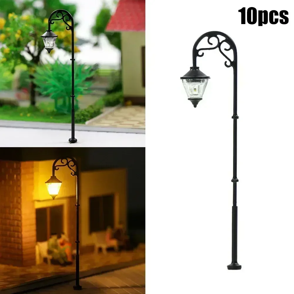 10Pcs H0 Gauge 1:87 LED Park Trains Lanterns Light Lamps 63mm Model Bonsai Building Complete Painted Light For Home Garden