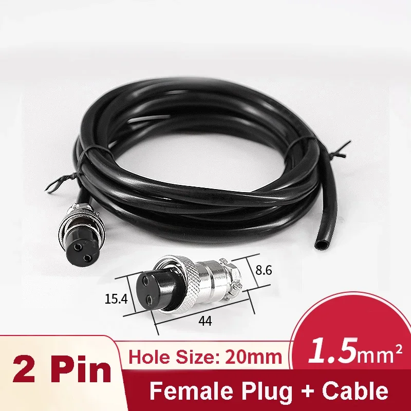 GX20 Aviation Female Plug Waterproof Electrical Connector Circular Wire Panel M20 2 3 4 5 6 7 8 9 10 12 14 15 Pin 2m 3m Cable