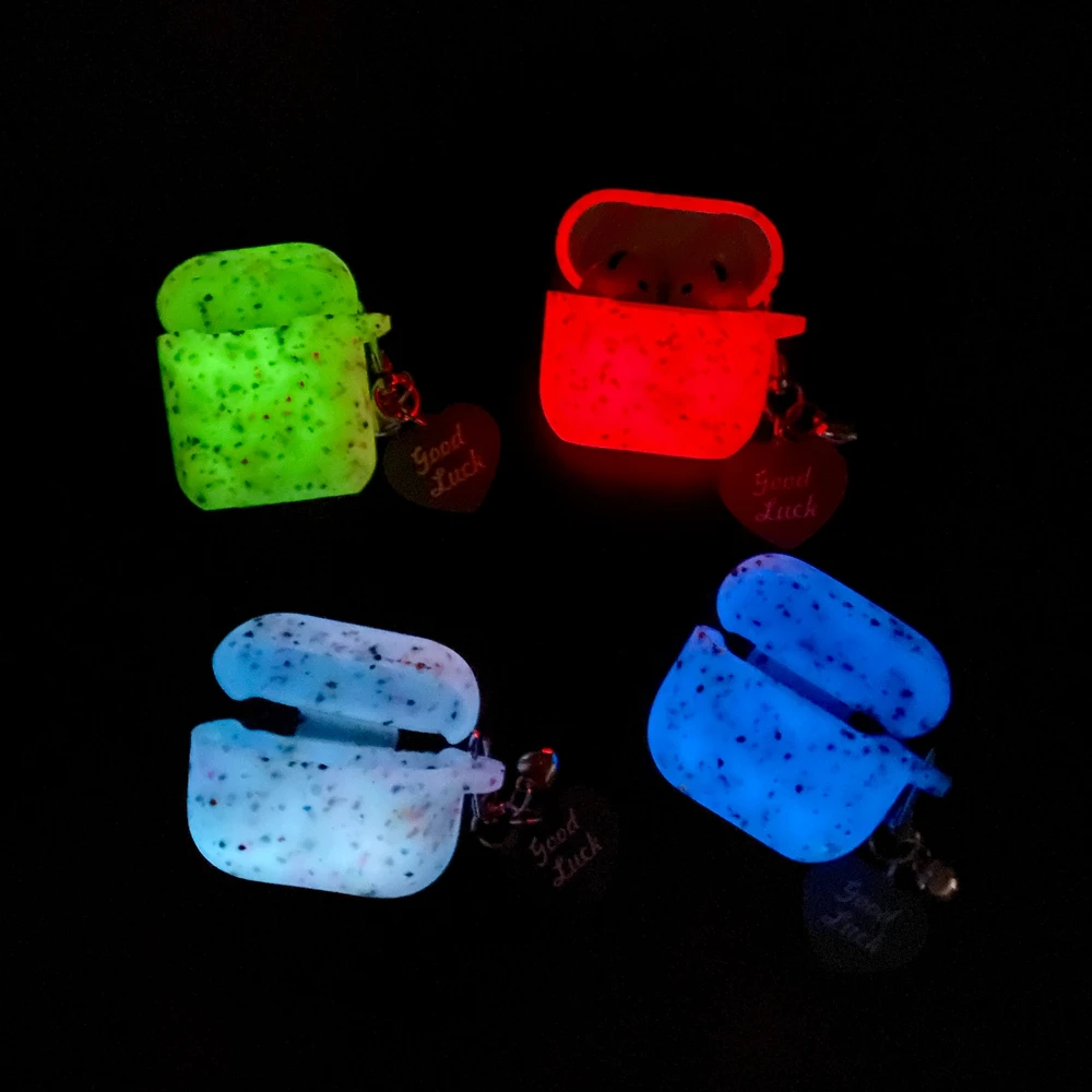 Leuchtende Silikon-Kopfhörerhülle für Apple AirPods 4 3 2 1, fluoreszierend, für AirPods Pro 2, kabelloses Headset, weiche Schutzhülle – Detail 1