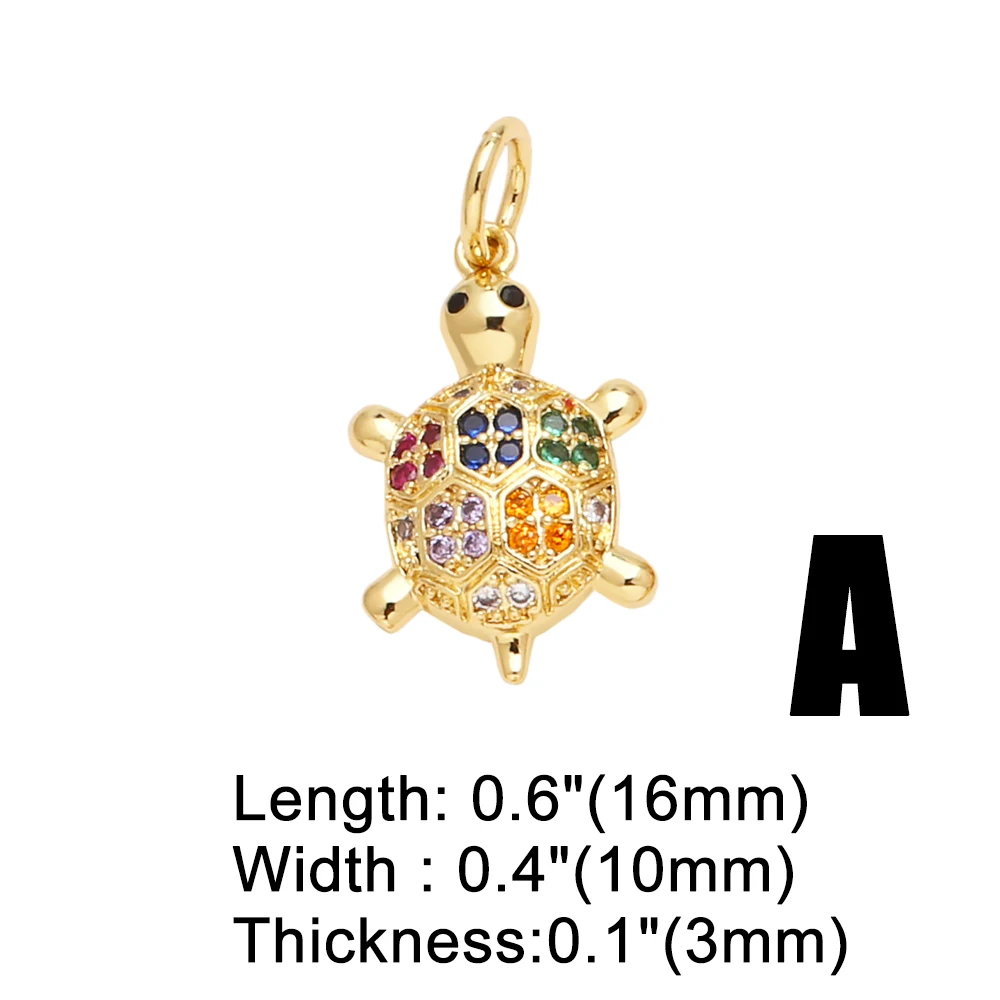 OCESRIO Rainbow Crystal Turtle Charms for Bracelet Copper Gold Plated Whale Tail Cute Bear Fish jewelry Making Supplis chma292