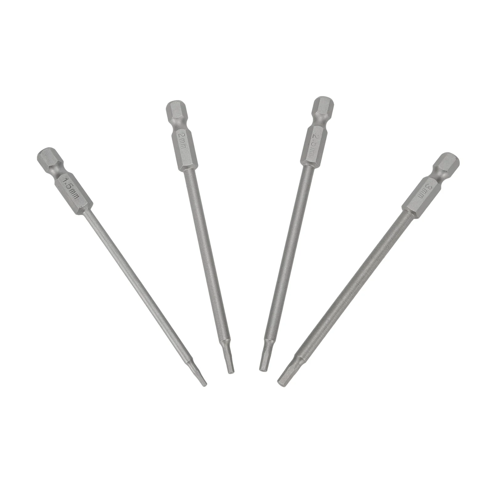 Hex Shank Screwdriver Bits Kit Silver 1.5/2.0/2.5/3.0mm 1/4 Hex Shank Magnetic Head Quick Connection Quick Connection New