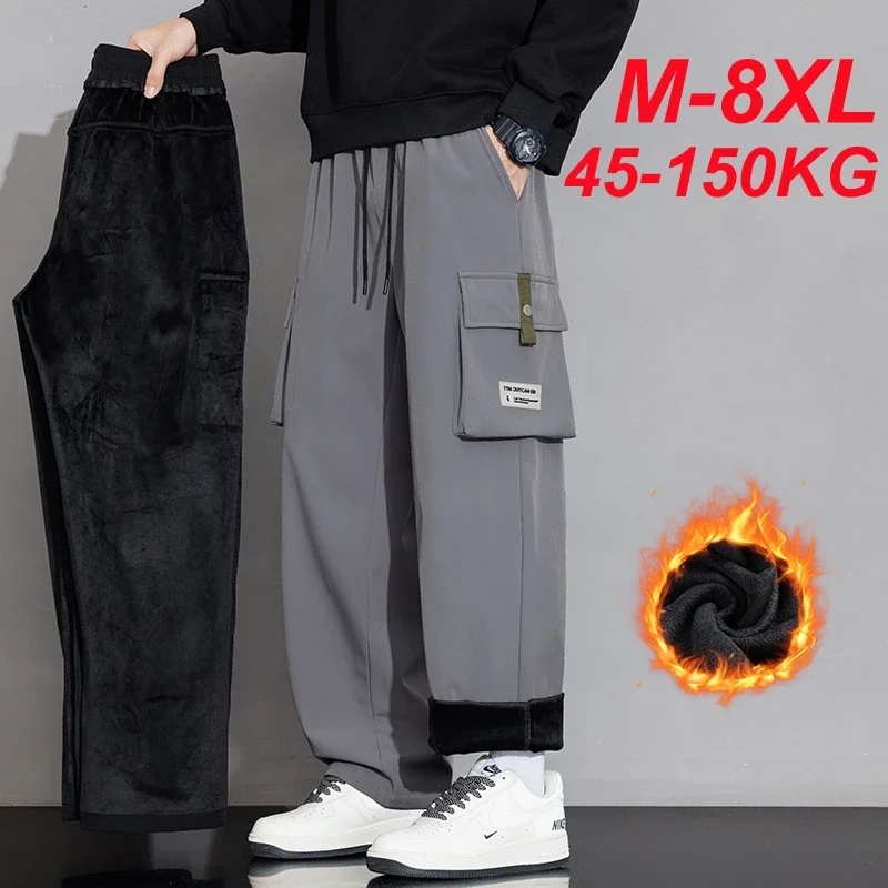 Men's Cargo Pants straight leg Plus Size 8xl Big Pockets Sport Sweatpants Large 6xl 7xl Casual Autumn Winter Jogger Trousers