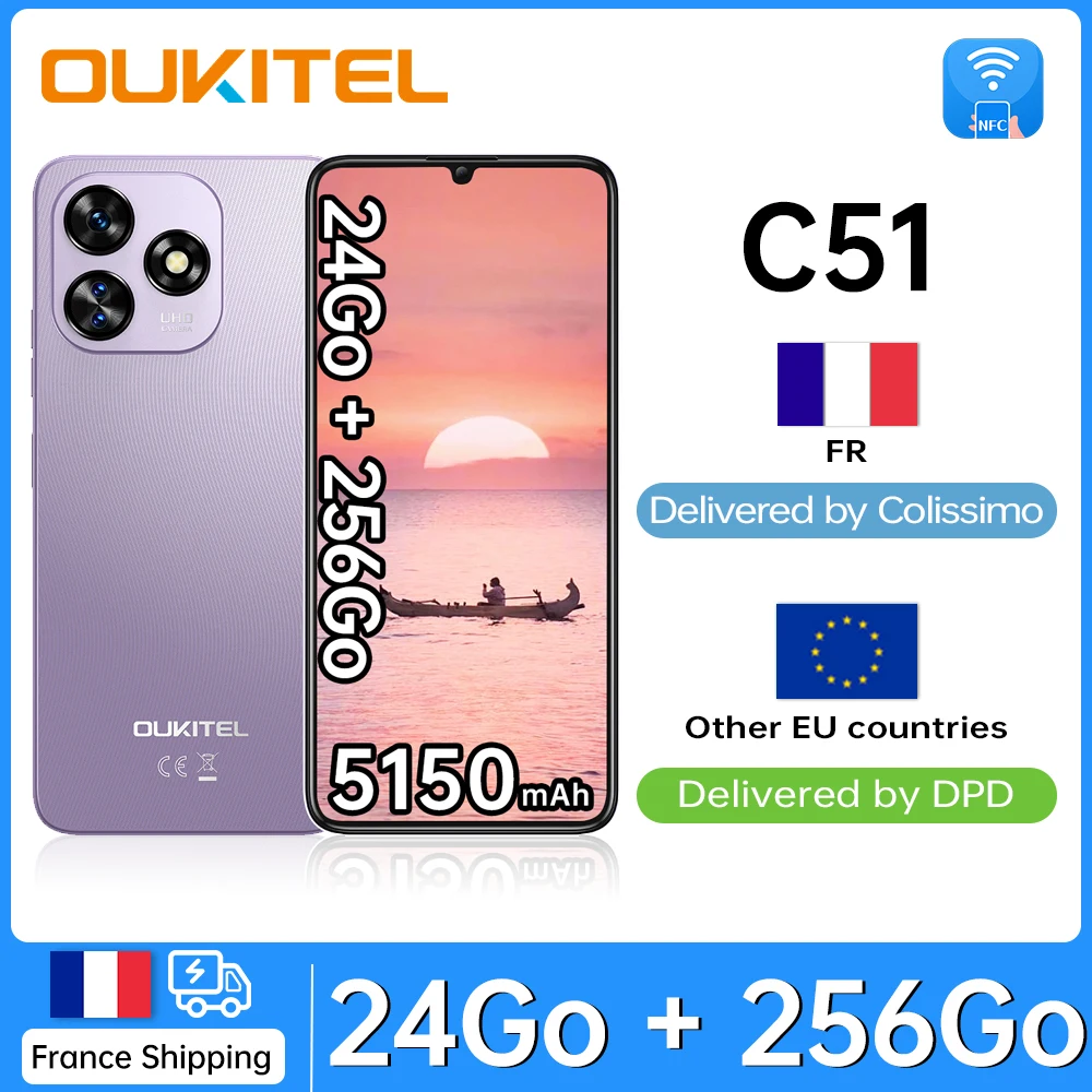 Smartphone OUKITEL C51 24(8+16) Go + 256 Go 6,8 Smartphone OUKITEL C51 24(8+16) Go + 256 Go 6,8