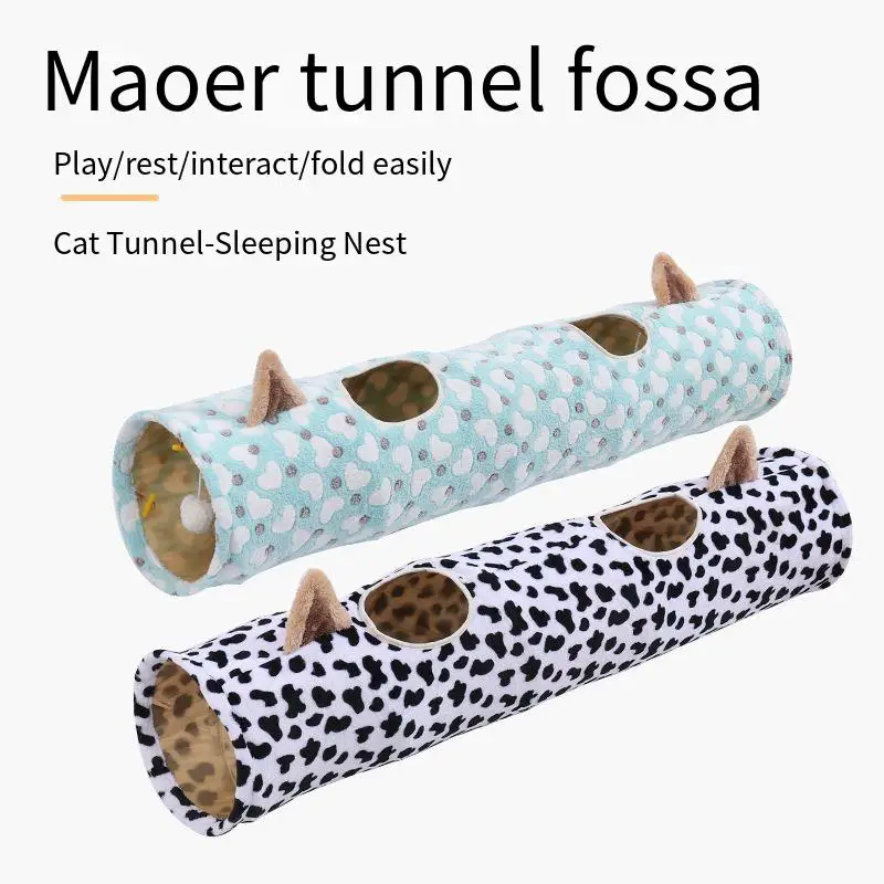 

Складная палатка-туннель для кошек, всесезонная игрушка для сна, интерактивная игрушка для домашних животных со складчатой бумагой, портативная пещера для котенка (120 см)