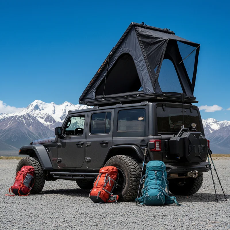 1.4m Aluminum Single Bedroom Rooftop Tent With Solar Panel All Season Waterproof 5000mm Offroad Car Camper Shelter