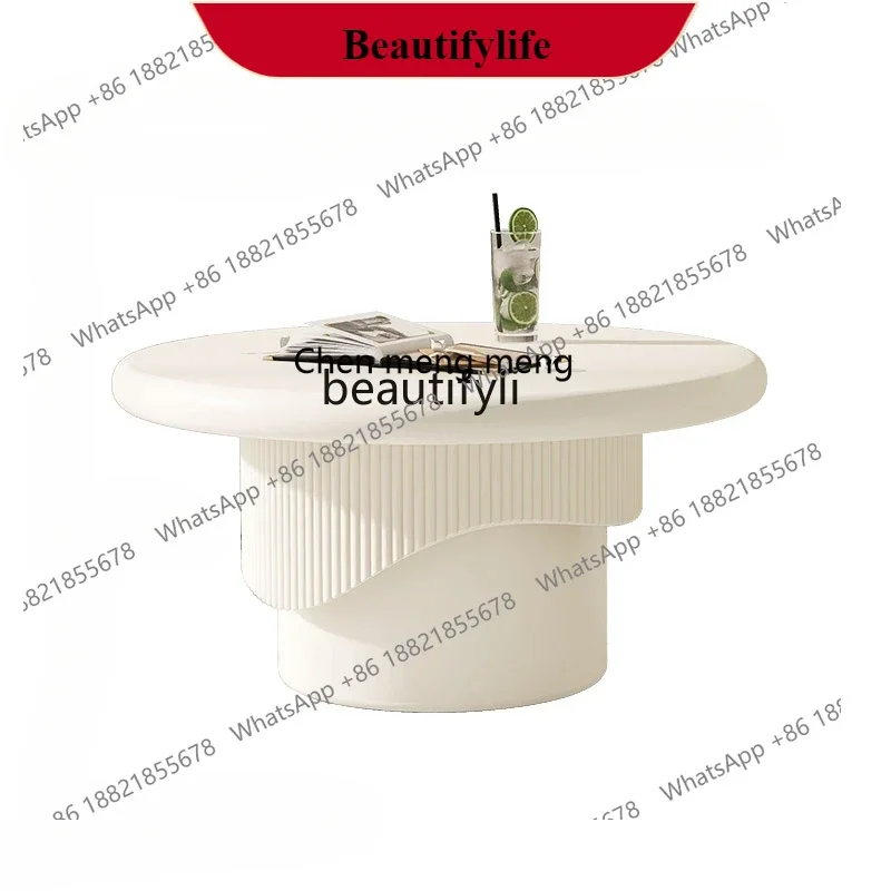 

G153 Nordic Cream Style Coffee Table Simple Modern round Small Apartment Living Room Home Light French Entry Lux Coffee Table