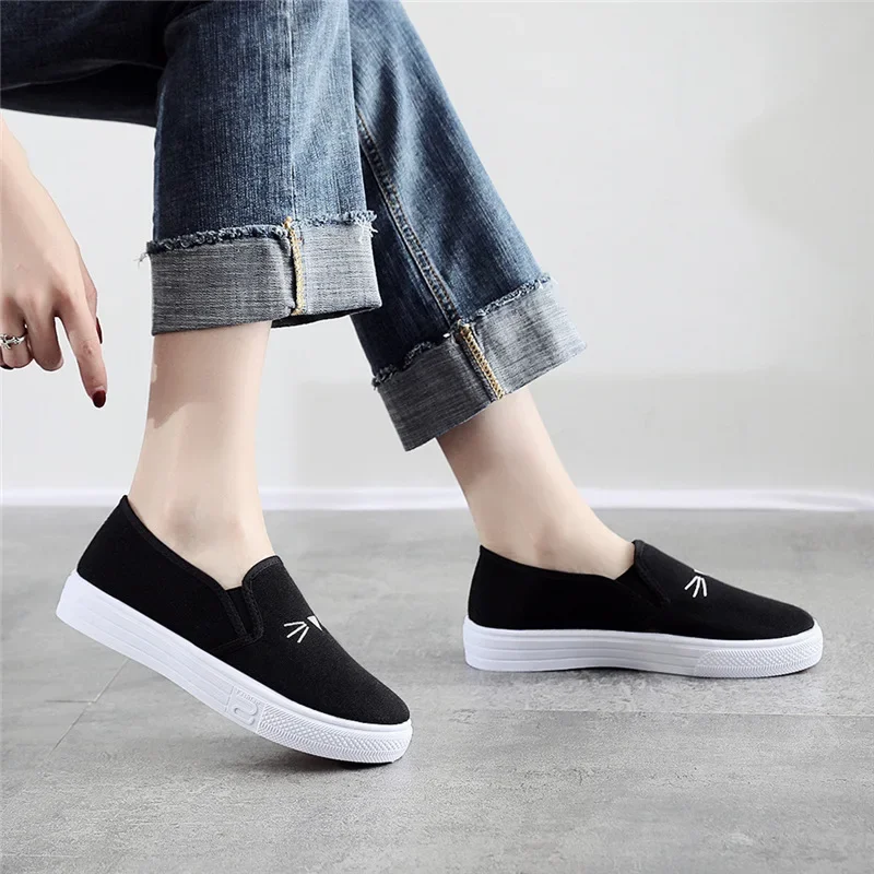 Kobiety Student Lazy Canvas Shoes Are Breathable Korean Style Autumn New All Match White Shoes Old Beijing Cloth Shoes for Women