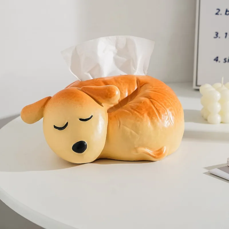 ​​​​​​​Cute Bread Dog Ceramic Tissue Box Cover Minimalist Aesthetic with a Touch of Luxury for Living Room Tabletop Decor