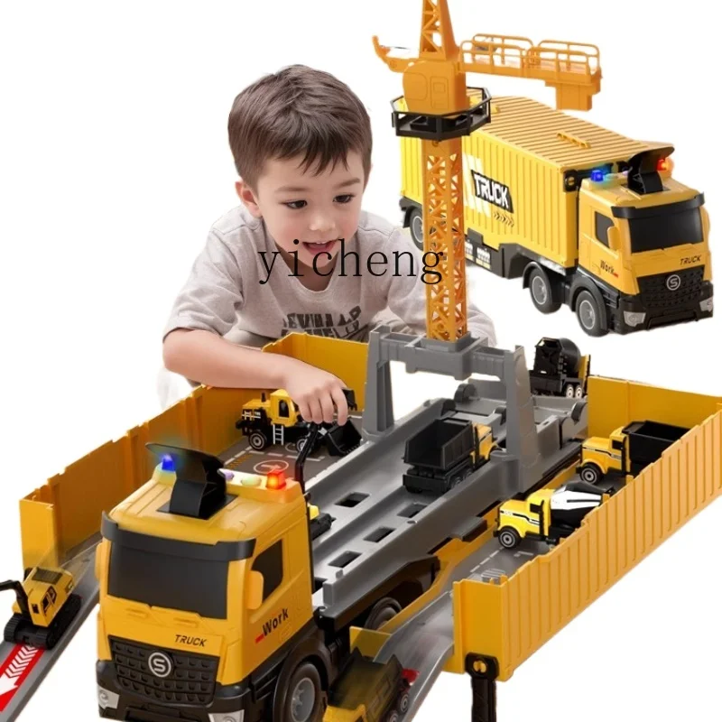 Big Truck Car Children's Toy Car Boy Excavator Lifting Alloy Engineering Set 4 Tower Crane 6 Puzzle 2 Years Old 3