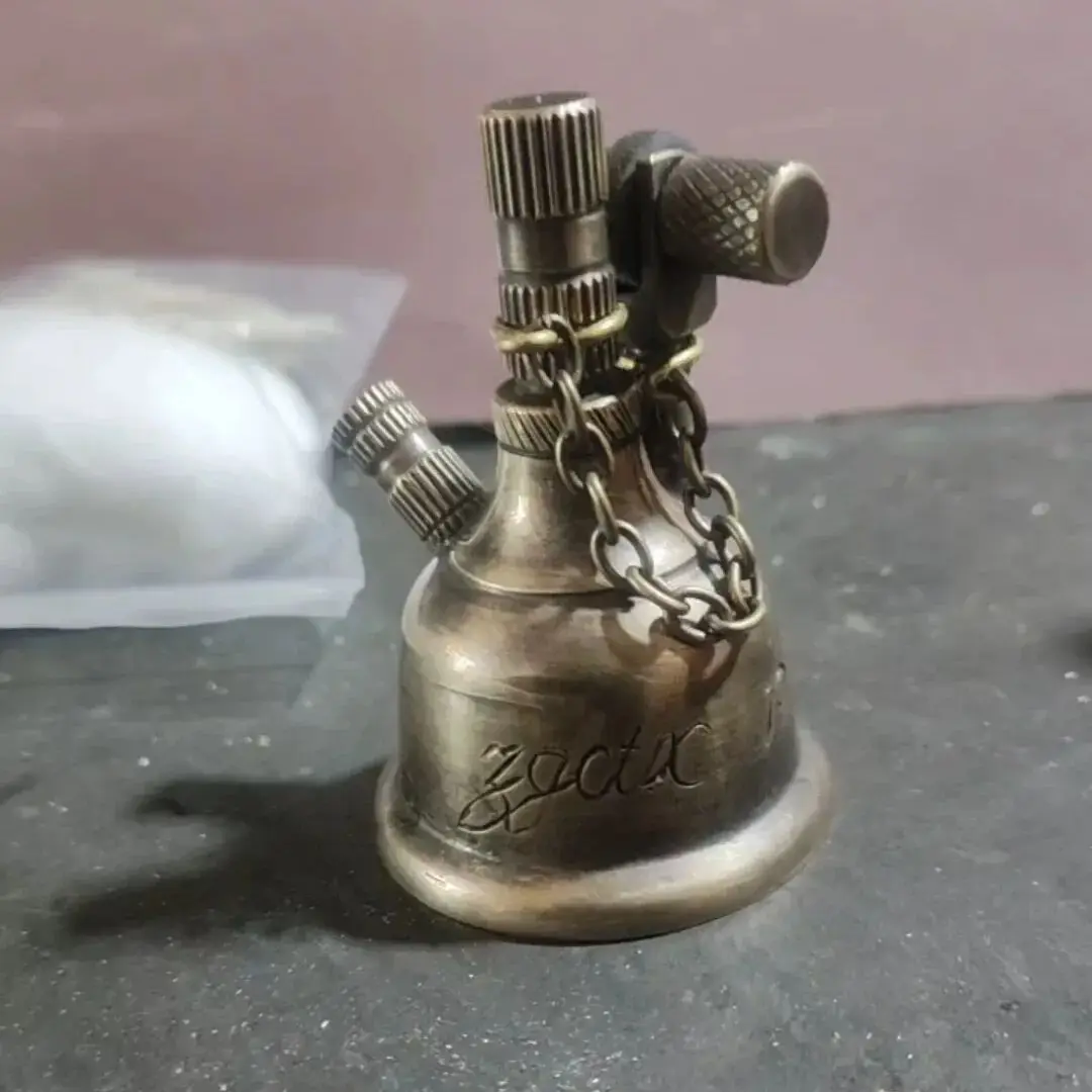 Handcrafted Brass Classic Retro Desktop Fuel Oil Lighter & Mini Table Oil Lamp Unique Matchstick Function Men Collection & Gift