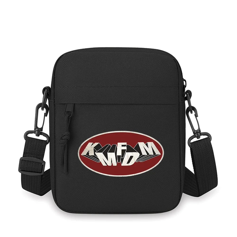 

KMFDM design vintage style Men Crossbody Bag Single Shoulder Women Cartoon Anime Film Printing Design Unisex
