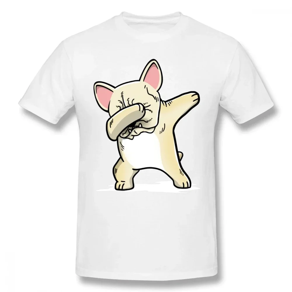 French Bulldog T Shirt Funny Dabbing Cream French Bulldog Dog T-Shirt Short Sleeve Cotton Tee Shirt Fashion Print Men Tshirt