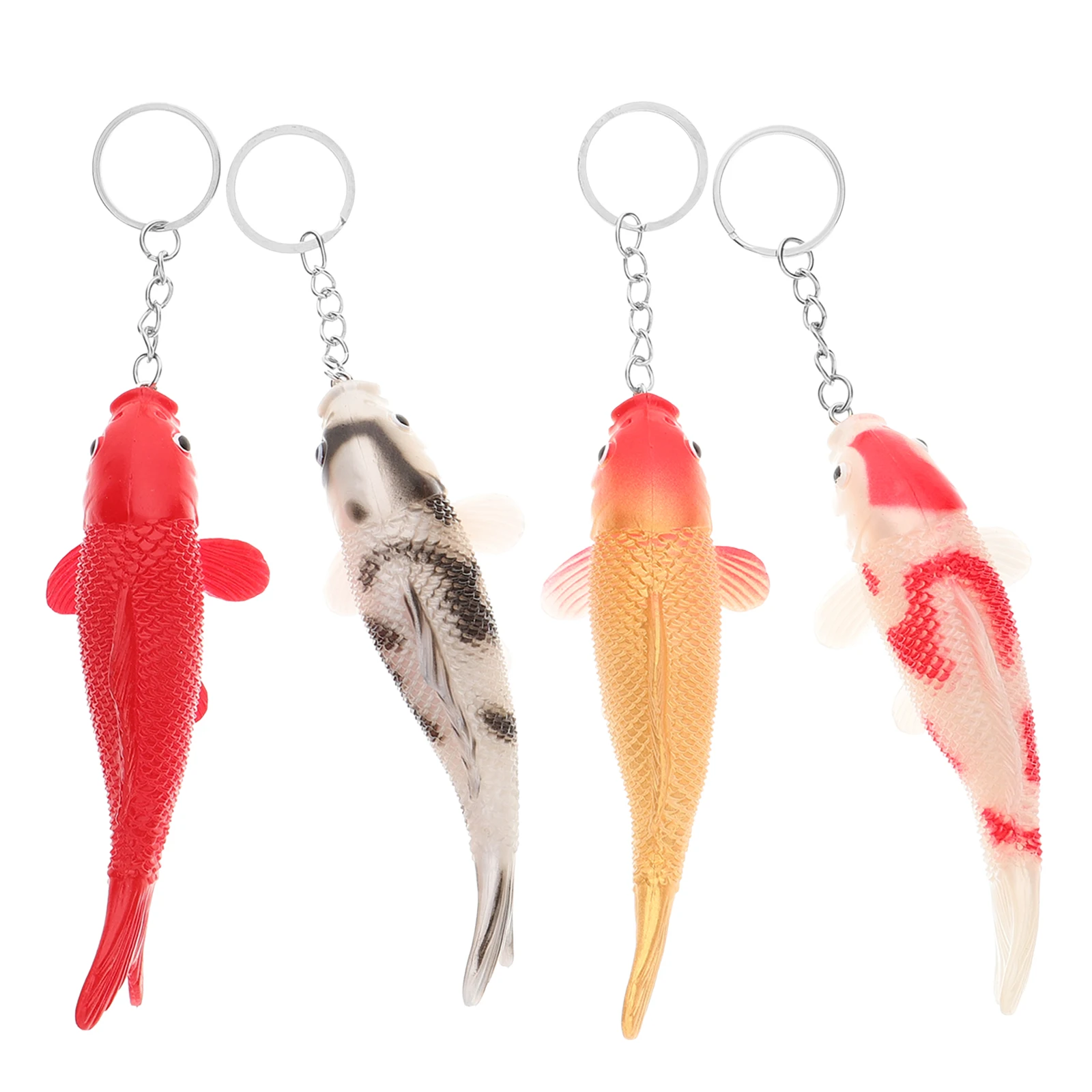 

4pcs Koi Fish Keychains Gifts Colorful Animal Shaped Decorative Hanging Ornaments Mini Goldfish Phone Strap Lifelike Model Key