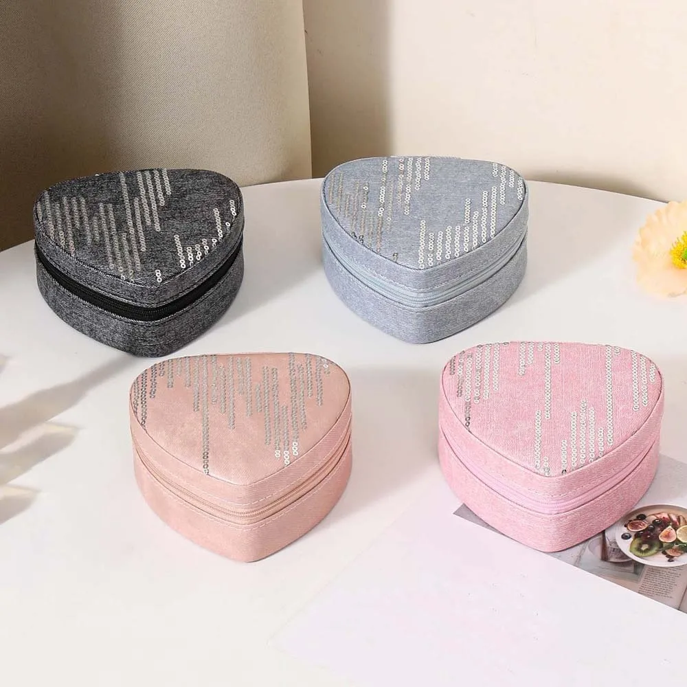 Multi-slots Heart Jewelry Organizer ABS Large Capacity Jewelry Storage Case Solid Color Anti-splash Water