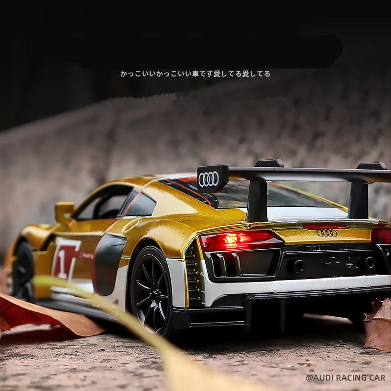 1:32 AUDI R8 Track Alloy Racing Car Model Diecast Metal Toy Sports Vehicles Car Model Sound and Light Collection Childrens Gifts