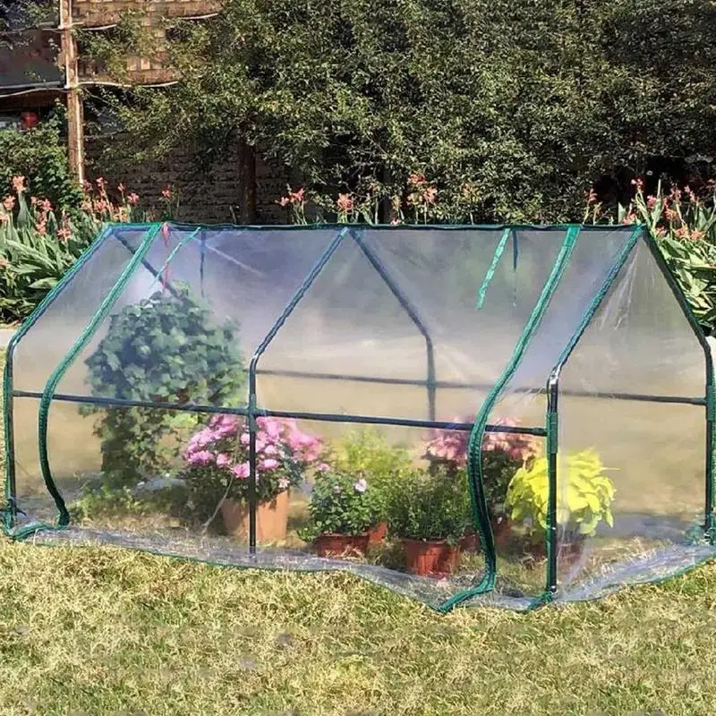 Portable Grow Tunnel Cover Mini Cloche Greenhouse With Zipper Doors Portable Seedling Rain Proof Polytunnel Green Houses