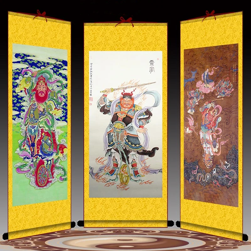 Portrait of Wang Lingguan, Dharma protector, hanging painting of Marshal Wang, Lei Department, Wang Tianjun, scroll painting