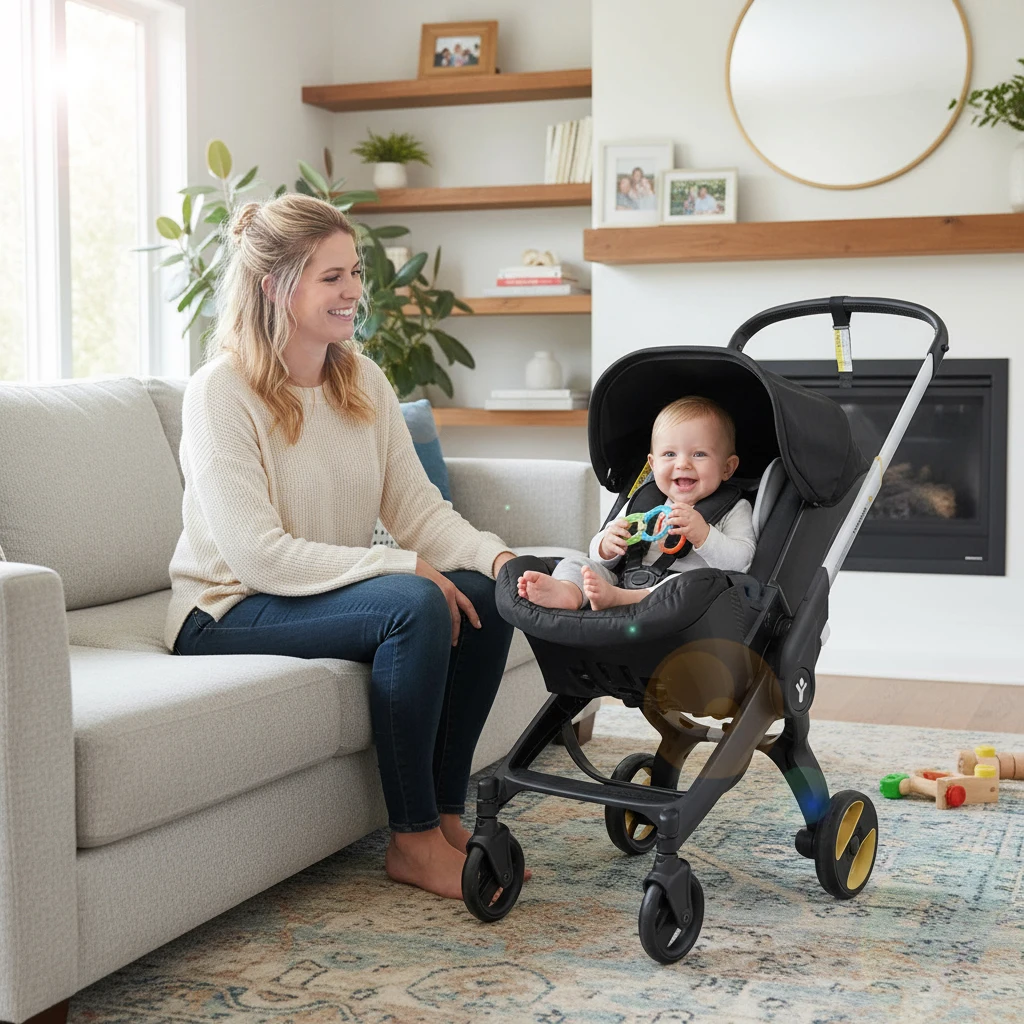 

Lightweight Umbrella Stroller, Compact Foldable Travel Stroller With Reversible Seat & Adjustable Canopy. Perfect For Infants & Toddlers. Features Multi-Position Recline, Sunshade Roof, And Durable Metal Frame. Easy One-Hand Fold For Portability.There Are