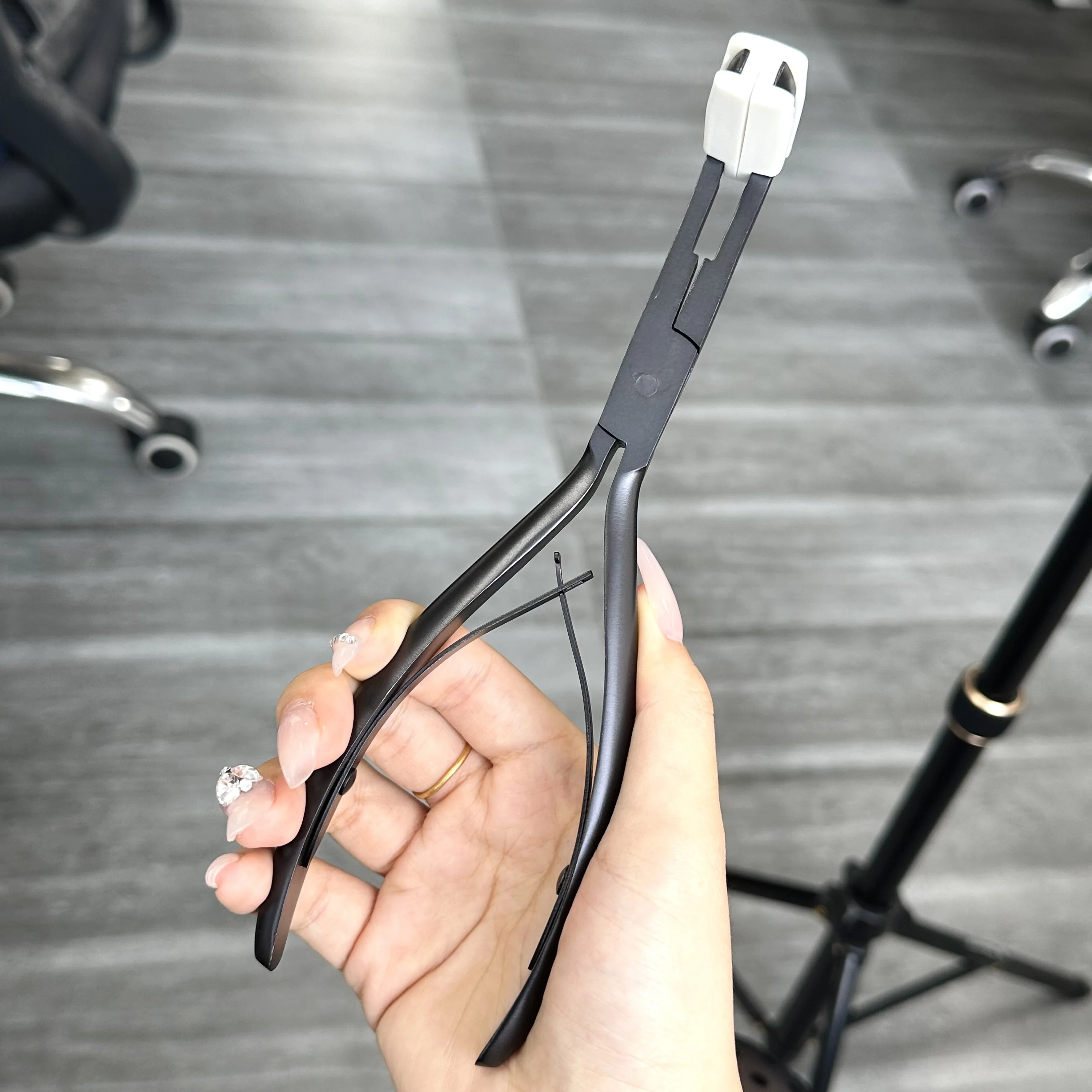 1 قطعة 7 بوصة الفضة الفولاذ المقاوم للصدأ كماشة لشريط الشعر التمديد الشريط ختم كماشة أدوات وصلات شعر الكيراتين