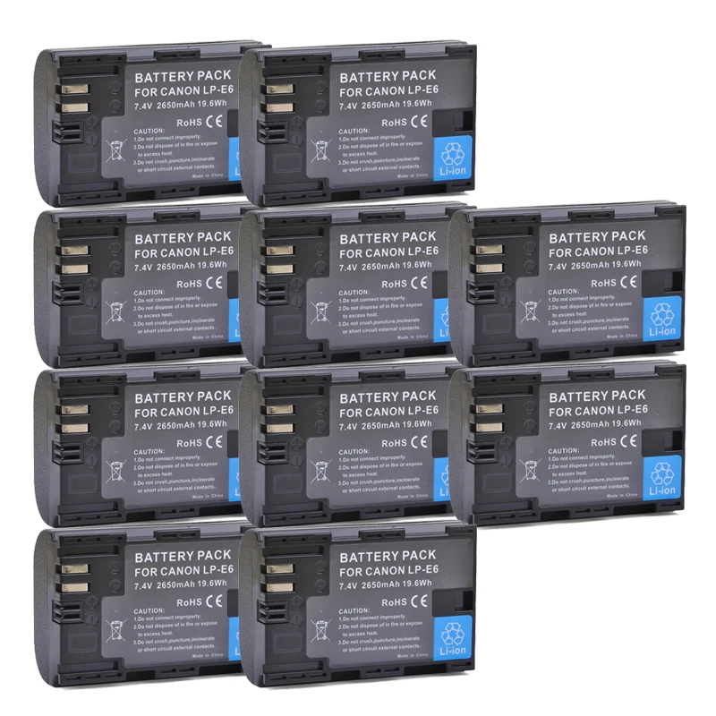 

2650mAh Li-ion LP-E6 LP-E6N Camera Battery for Canon EOS 6D 7D 5D Mark II III IV 5Ds 60D 60Da 70D 80D 90D R5C R5 R6 XC10 XC15