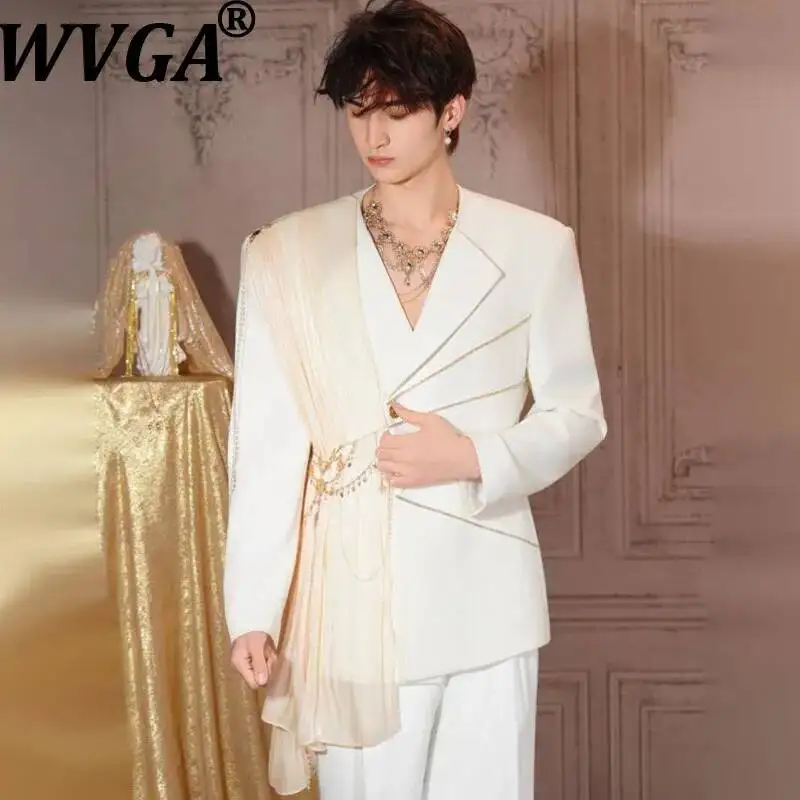 WVGA Spring Autumn New Men High-end Performance Series Trendy Long Sleeved Blazer Niche Chic Casual Turn-Down Collar Tops W26432