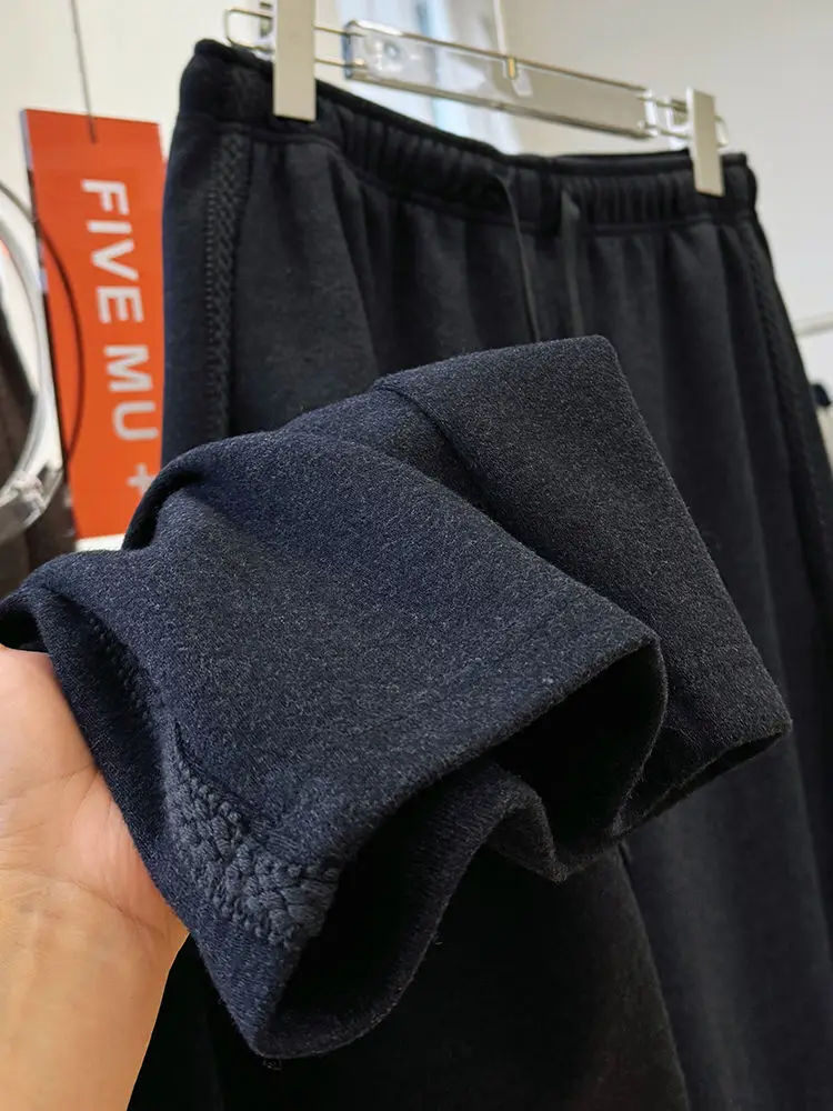 

plus Size Women's High Waist Loose Casual Pants Thickened Fleece Warm Wide Leg Pants Winter Comfortable Lazy Trousers