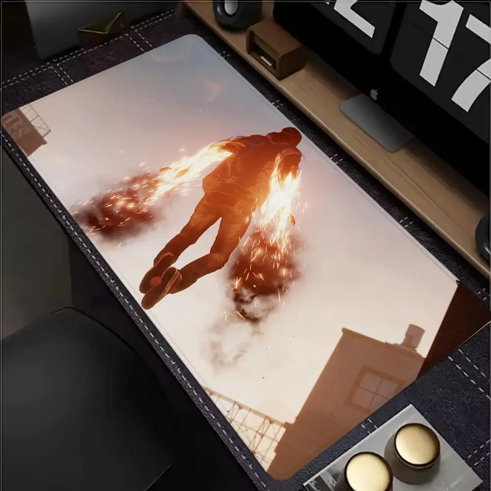 I_Infamous S_Second S_Son Mouse Pad, Large Gaming Pad, Extended Desktop Pad, Custom Anime Mouse Pad, Rubber Non-Slip Surface XXL