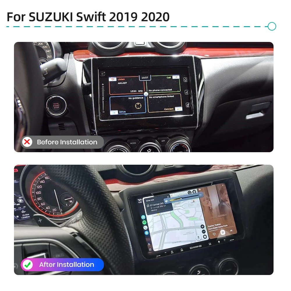 8G 256G CarPlay Android 13 Car DVD Multimedia Player GPS Navigation 4G WiFi Bluetooth DSP Car Radio For SUZUKI Swift 2019 2020