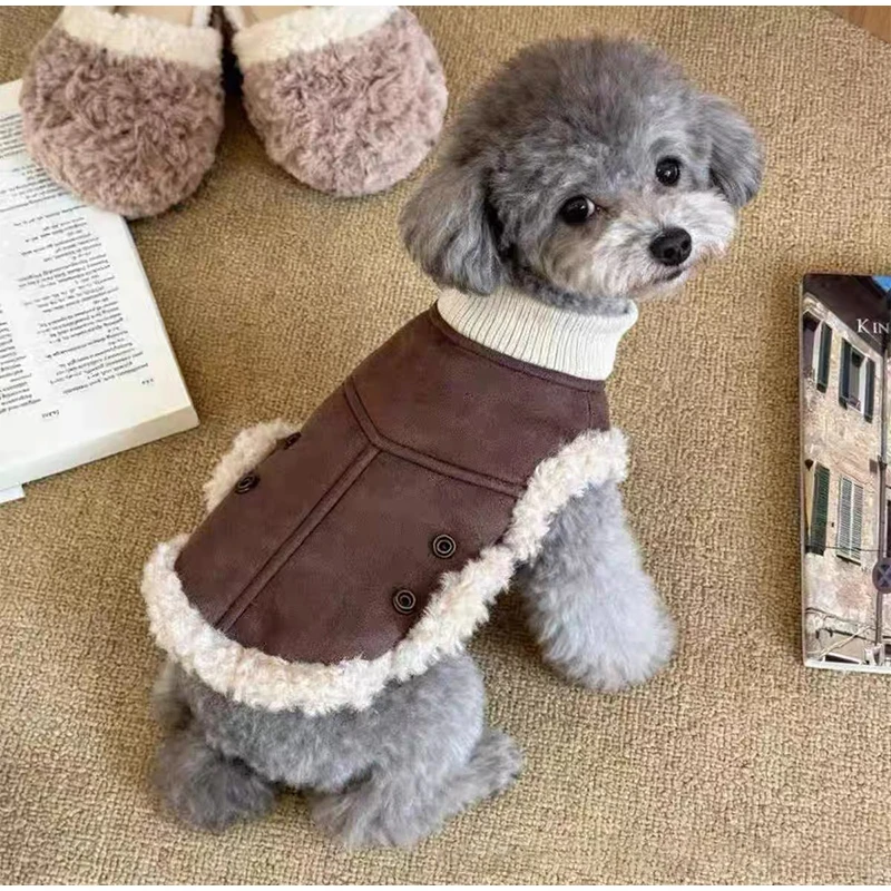 Warmer Winter-Hundemantel für kleine Hunde, Pufferjacke für Teddy, Bichon, Pommersche, Schnauzer, Plüsch, dicke Haustierkleidung mit Gurtloch – Detail 8