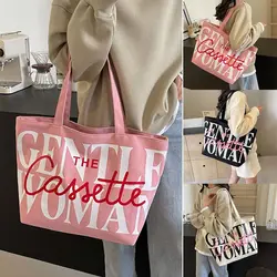 Borsa a tracolla di grande capacità borsa a tracolla per donna con stampa di lettere in tela Casual