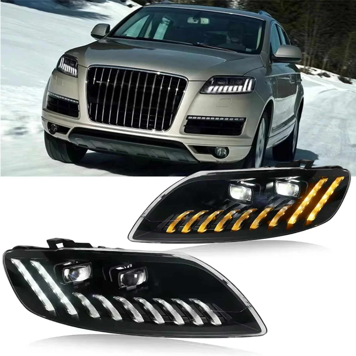 

Q7 DRL Light Emitting Diode Retrofit Headlight 2006-2015 High beam steering signal Headlight Headlight Upgrade Headlight Auto