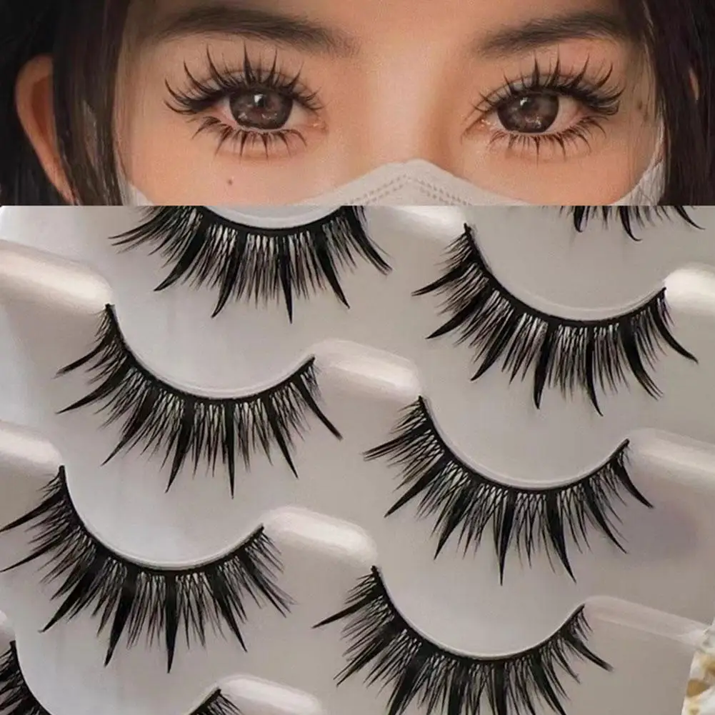 Faux Cils 3D en Faux Vison Fait à la Main, Support Thaïlandais, Allongés, Épais, Confortables, Grands Yeux, Maquillage, Cosmétiques, 5 Paires