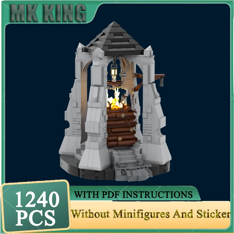 

Magic Rings Model Moc Building Blocks Winter VillagBeacon of Gondor Model Technology Bricks DIY Assembly Holiday Famous Toy Gift