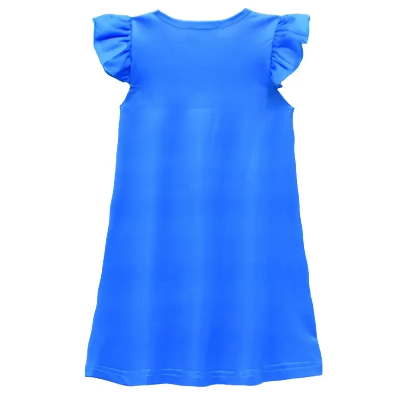 2025 New Kids Girls Sonic Anime Cartoon Ruffle Blue Short Sleeves Dress Outfit Christmas Halloween Cosplay Costume AA