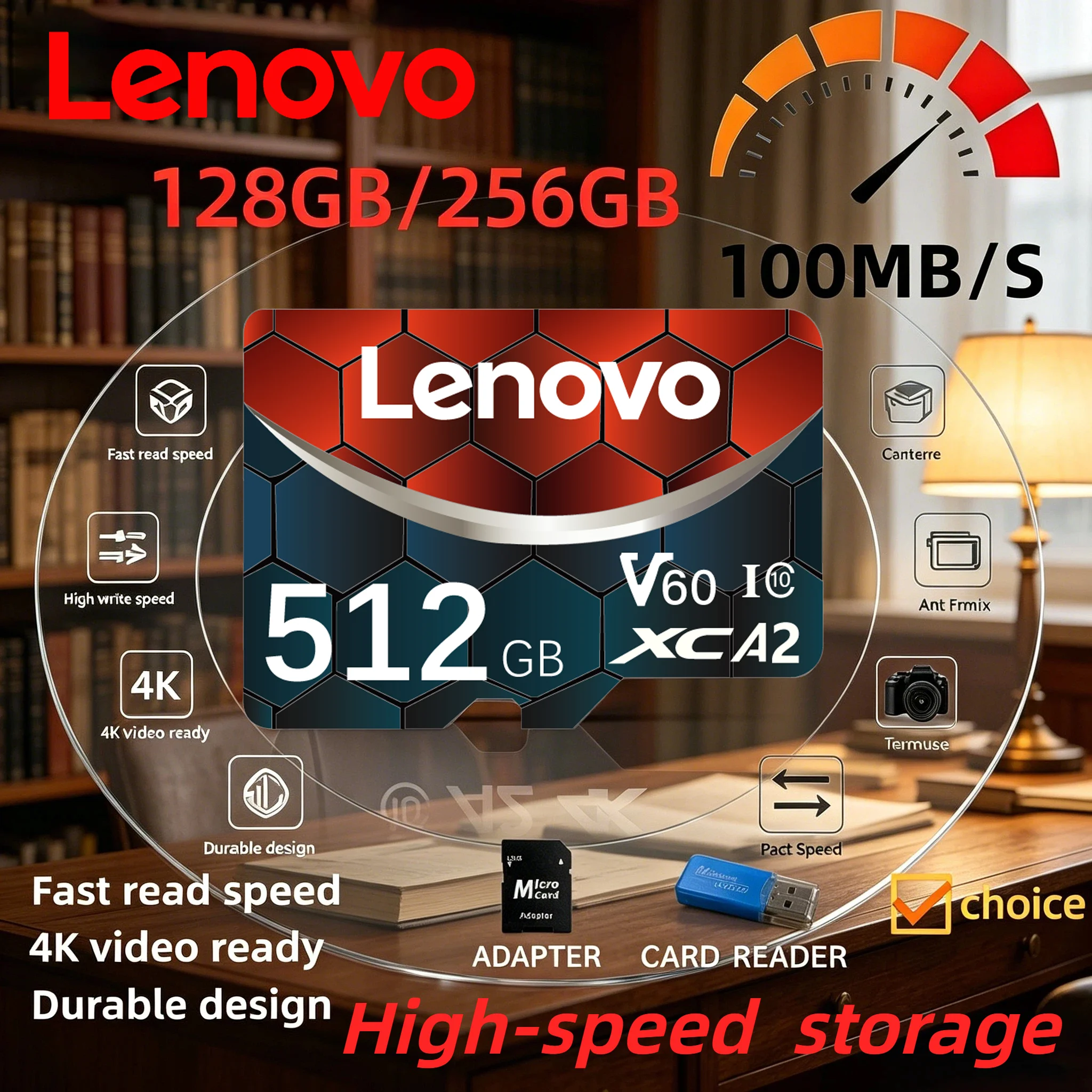 Lenovo High Enudrance Micro TF SD Card 512GB UHS-I Memory Cards 128GB 64GB SD Card V30 TF Flash Card for Phone Camera GoPro DJI