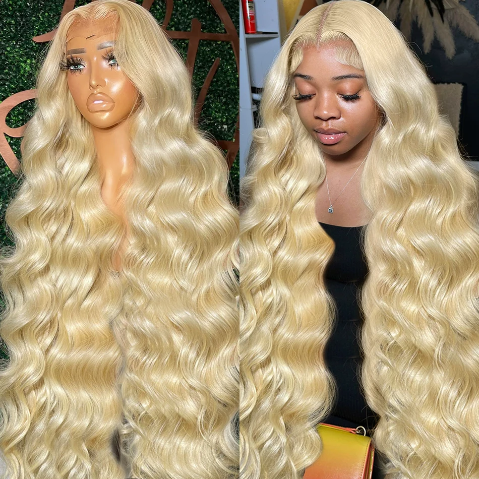 30 36 Inch 13x4 Water Wave Lace Frontal Human Hair Wigs 613 Honey Blonde Brazilian 220% Body Wave 13x6 Lace Front Wig For Women