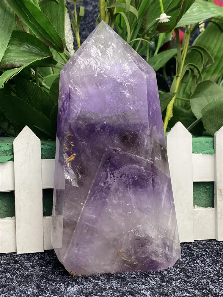 Natural Amethyst  Hexagonal Obelisk Reiki Healing Wand Find Ore Holiday Gifts Home Decoration The Purple Air Comes From The East