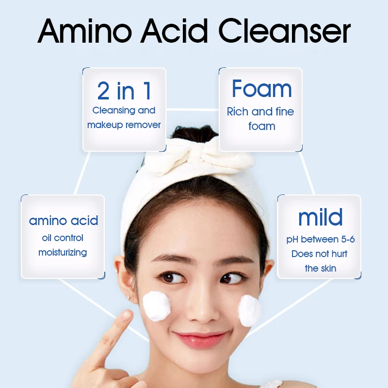 Yuranm Amino Acid Cleansing Moisturizing Face Wash Oil Control Pore Shrinking Deep Clean Whitening Skin Care Face Wash 250g