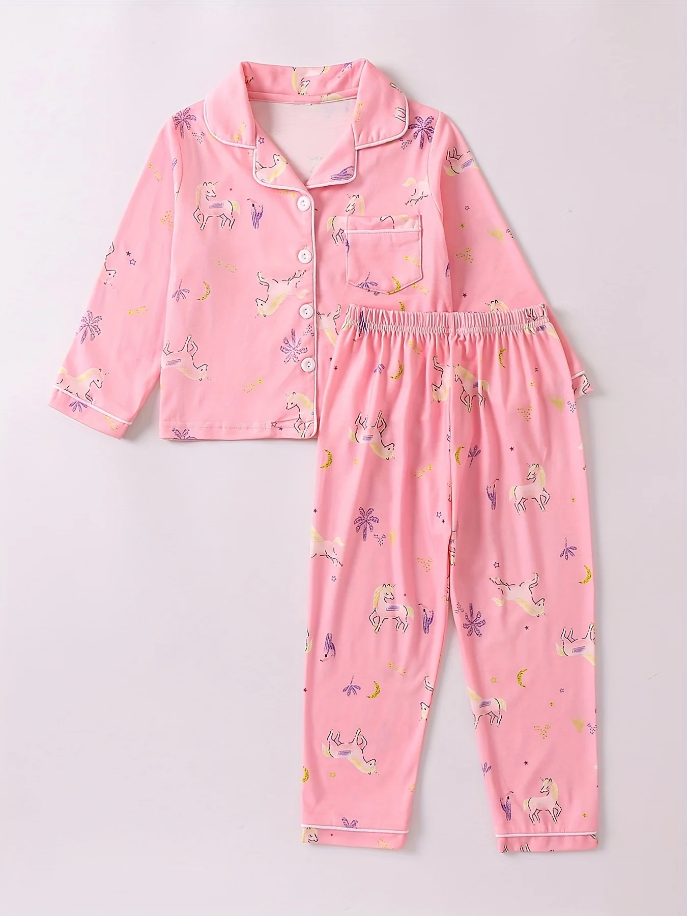Autumn Girls 2PCS Clothing Set Comfortable Feeling Unicorn Pattern Girls Sweatpants Clothes Set Pajamas