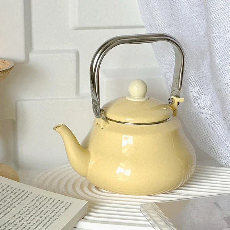 Japanese Retro Enameled Kettle Fashionable Hot Water Teapot for Gas & Induction Cookers Elegant Boiling Pot - view 5