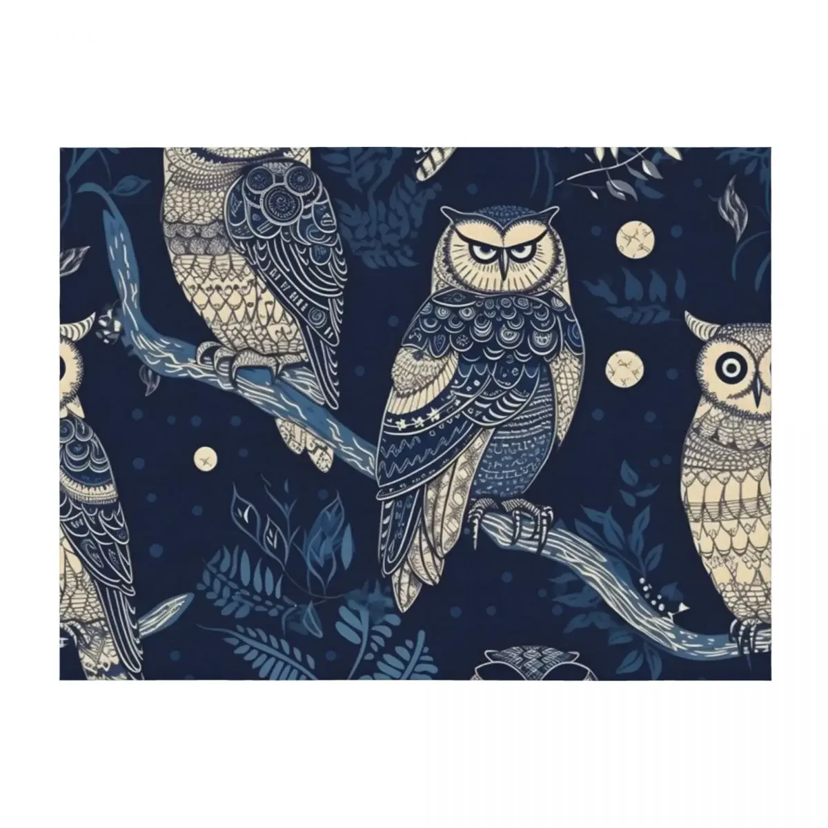

Mystical Moonlit Forest Owl and Leaf Pattern Throw Blanket Sofa Throw Personalized Gift valentine gift ideas Soft Plaid Blankets
