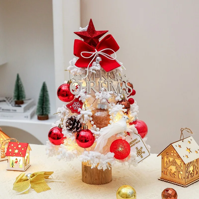 

45cm Artificial Tabletop Christmas Tree Table Small Xmas Tree with Christmas Ball Ornaments for New Year Home Decorations