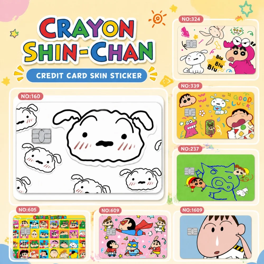 Crayon Shin-chan Credit Card Skin Matte Stickers for Bank Card ID Card Debit Card Protective Decal Decoration Women Girls Gifts