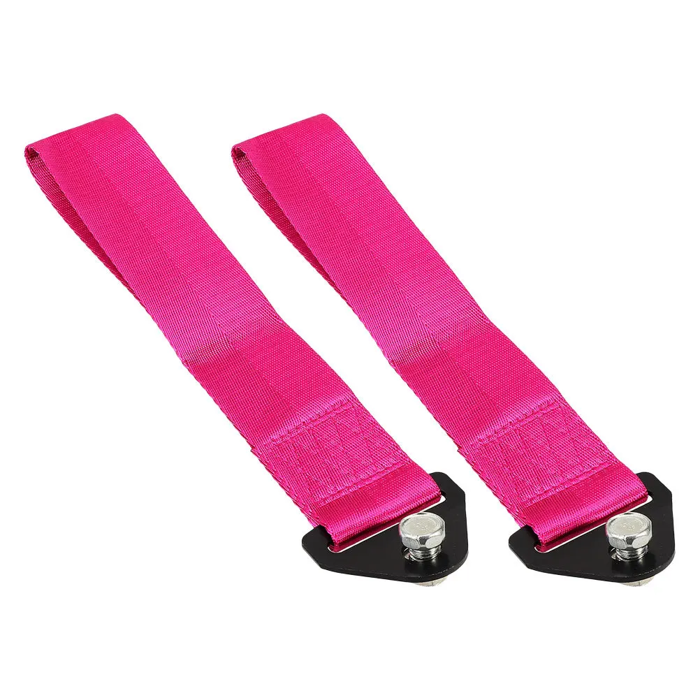 

2Pcs Universal Decorative Tow Straps Nylon Metal Car Exterior Modification Racing Towing Strap Front Bumper Car Handle Strap