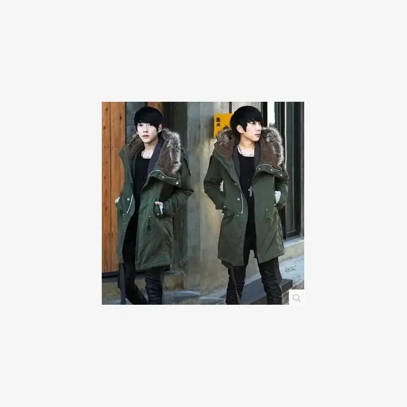 

Men's Cotton Padded Coat Winter Long Jaet Warm Topcoat Youth Faion Thiened Material Proced Youthful ular Sle